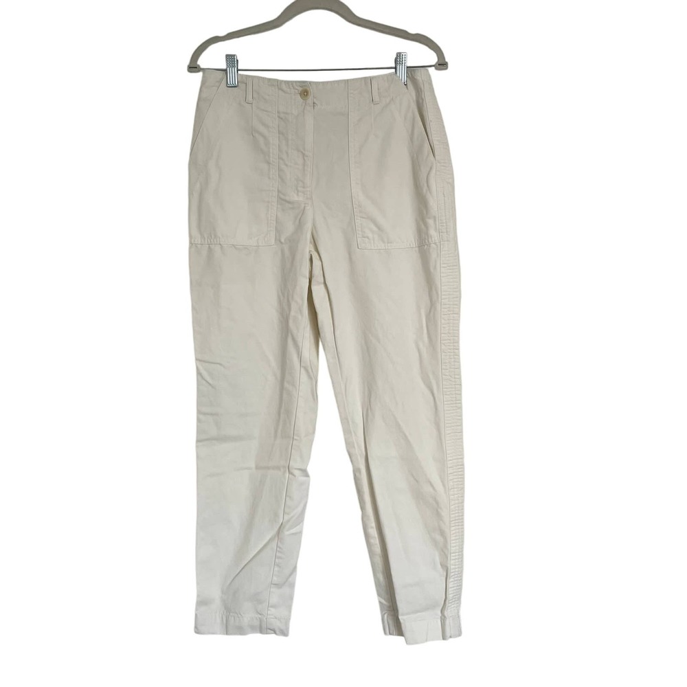 Talbots Slim Cargo White 6 Elastic Back Tapered Leg Cotton Lyocell Utility